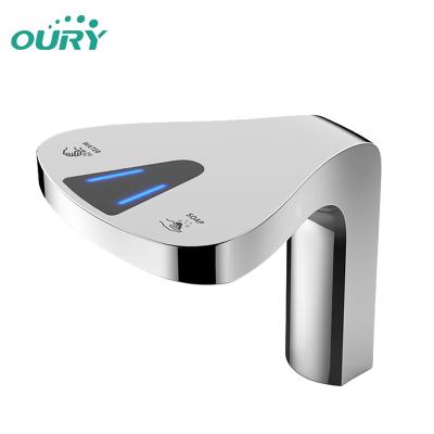 China Foam Soap Dispenser Oury 3L Brass 2 In 1 Faucet+Soap Dispenser Laser Sensor Dispenser Liquid Toilet Faucet Soap Dispenser Automatic Self-Induction for sale