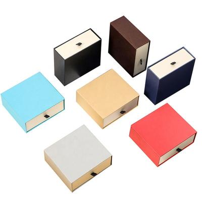 China 7 Color Eco-Friendly Jewelry Gift Boxes Set Small Empty Kraft Paper Boxes For Rings Pendants Earrings Slide Drawer Jewelry Box for sale