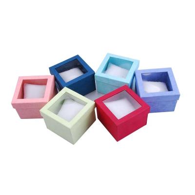 China Eco-friendly Square Decoration With Lid Watch Gift Box Transparent Multicolor Mini Portable Paper Watch Box for sale