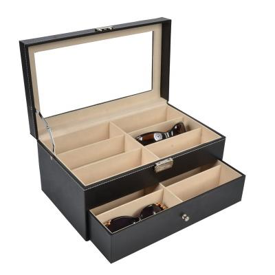 China Custom Sunglasses Case Sunglasses Storage Box Organizer Sunglasses Packaging Boxes Double-Layer Glass Case for sale