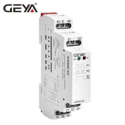 China GEYA GRM8-02 Sealed Din Rail Modular 2 Coil Latching Relay 240V Pulse / Latching Relay for sale