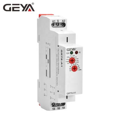 China GEYA Sealed Single Din Rail GRT8 Function Relay AC DC12V-240V AC220V Delay On Time Relay for sale