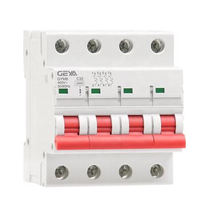 China Online Buying Innovative Type Din GEYA GYM8 MCB AC DC Rail Mini Circuit Breakers 4Pole 63A MCB 400V 415V 4.5KA/6KA for sale