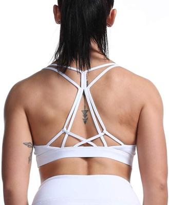 China Breathable Women Sports Bra Designer Cross Back Padded Bra Workout Fitness Yoga Top With Built In Bra for sale