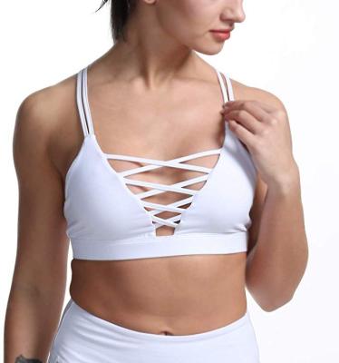 China Women Breathable Soft Compression Yoga Sports Full Support Bra With Removable Cups for sale