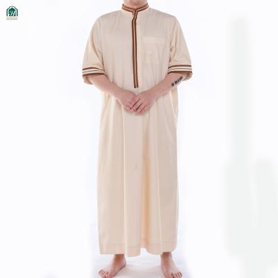 China Original Silk Daffah Spun Polyester Long Sleeve Robe Kaftan Islamic Ethnic Arabic Muslim Clothing Jubah Abaya Jalabya ​​Thobe For Eid for sale