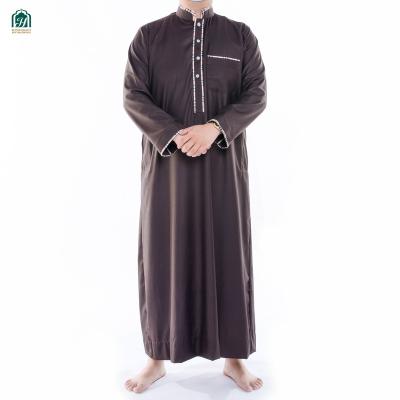 China Islamic Muslim Men Abaya Thobe/Thawb Boubou Jubbah IKAF Polyester Islamic Clothing Muslim Prayer Long Robe for sale