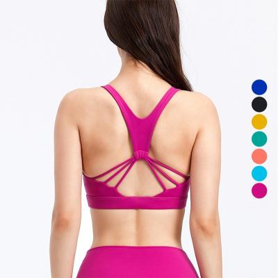 China Wholesale Breathable Women Sports Bra Padded Sports Full Back Cross Back Custom Logo Women's Beautiful Sports Bras for sale