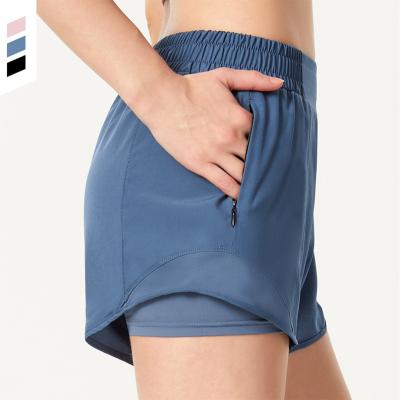 China QUICK DRY sexy shorts for women summer double layer pants with pocket fitness sweat sport biker shorts 2022 for sale