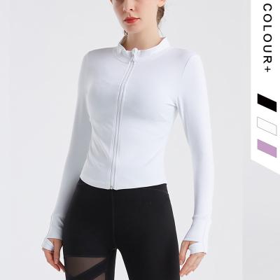 China Wholesale Breathable Ladies Jogging Yoga Clothes Solid Color Zipper Jacket Custom Women Workout Full Thumb Cuffs for sale