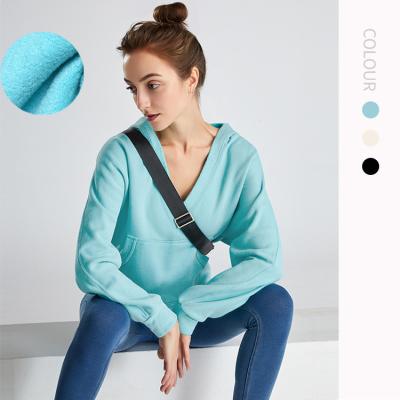 China Large pocket design women hoodies and sweatshirts lady V-neck modest waterproof custom hoodie sweatshirts wholesale for sale