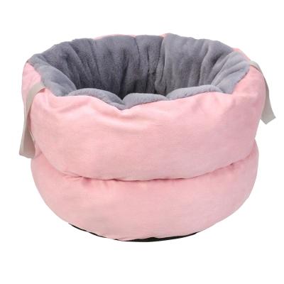 China 2021 New Wholesale Heater Round Cats Dogs Tops Leisure OEM Non-slip Comfortable Soft Cheap Warm Nest Pets Deep Sleep Bed for sale