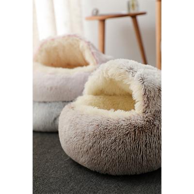 China New Size Breathable Soft Comfortable Color Pet Dogs Customizable Heating Bed Small Long Plush Warm Removable Round Blanket Cats for sale