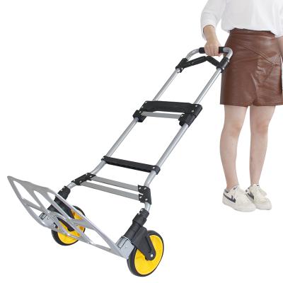 China Shopping 150KG All Terrain Climbing Stair Trolley Hand Truck with Bungee Folding Trolley for Upstairs Cargo with Bag for sale