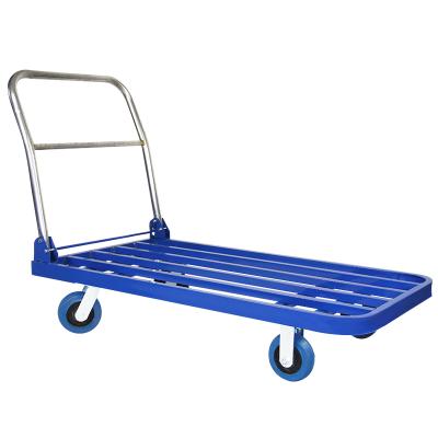 China Storage Casters Rubber Super Load Tube Trolley Folding Square Handle For Pulling Heavy Goods Trailer Small Traction Trolley for sale