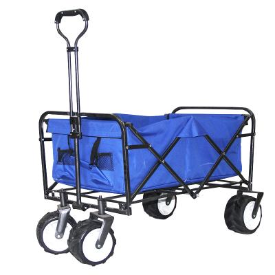 China Portable Foldable Plastic Storage Camping Push Carry Cart With Stainless Steel Handles for sale