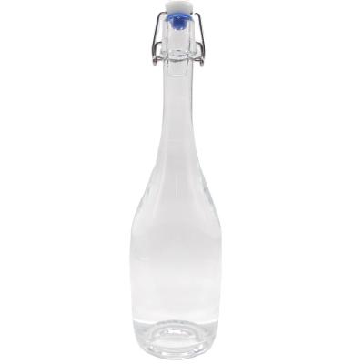 China Beverage Factory Supply Square Vodka Bottle Glass Rum Bottles 700Ml With Swing Top for sale