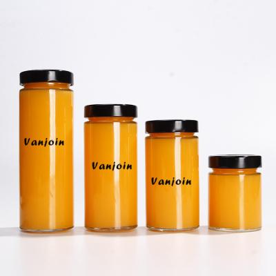 China Food Storage Jar 106ml 212ml 314ml 580ml Glass Food Jar Container For Packaging Honey Jelly With Metal Deep Lid for sale