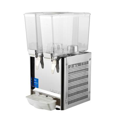 China Stainless Steel Housing+Plastic Tank Two Tanks Cold And Hot Restaurant Drink Juice Dispenser With Tap for sale