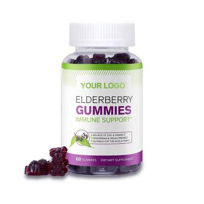 China immune & Anti-fatigue OEM Black Elderberry Gummies Relieves Colds Coughs Infections Tracheal Sugar Vitamin C Candy Elderberry Gummies for sale