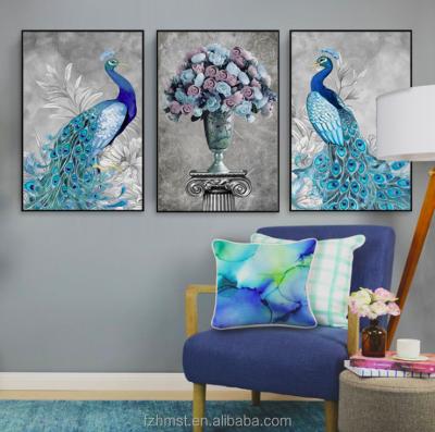 China Modern Modern Picture Wall Art Poster Print Peacock Painting On Canvas for sale