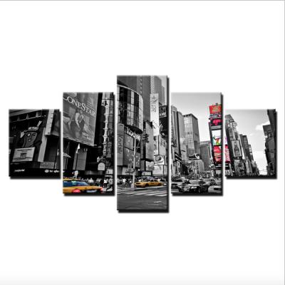 China Modern Contemporary 5 Panel New York City Building And Streetscape Canvas Print Painting Wall Arts For Home Decor for sale