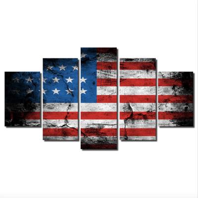 China Modern Modern Home Decor 5 Panels USA Flag Poster Print Canvas Wall Art Painting Style For Living Room for sale