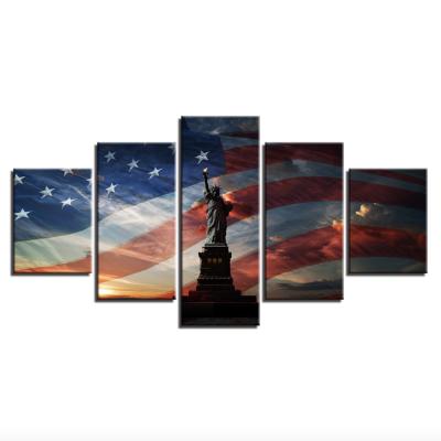 China 5 Pcs Statue Of Liberty Modern Modern USA Flag Giclee Poster Picture Print Canvas Wall Art Painting For Home Decor for sale