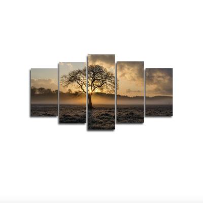 China Modern Style Sunset Nature Landscape Grassland Wall Art Decoration Painting By Print for sale