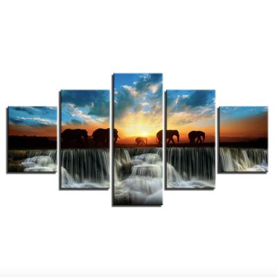 China Modern Waterfall On The Wall Art Print Oil Painting Of Sunset View Canvas For Office Decoration for sale