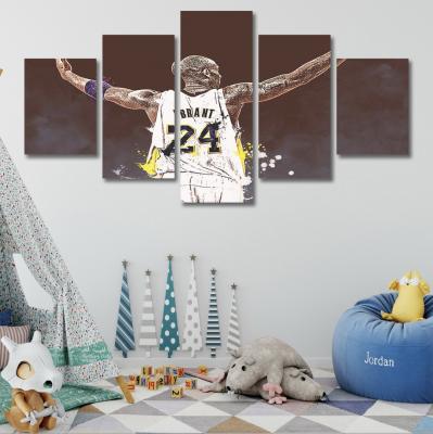 China NBA Modern Basketball Player Kobe Bryant 5 Pieces Of Art Modern Poster Print On Canvas for sale