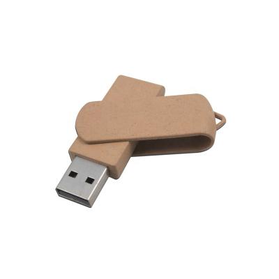 China Eco-friendly PP+straw Fiber Wheat Straw USB Flash Drive USB Stick Swivel Pen Drive USB for sale