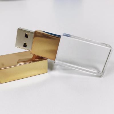 China Crystal+Metal Luminous Crystal Flash Drive Creative Gift 3.0 USB 1G Customized Logo Crystal USB Flash Drive for sale