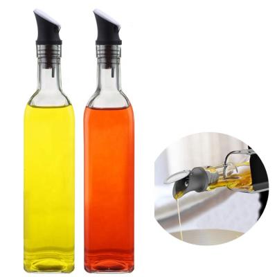 China Easy Life Viable Glass Olive Oil Bottle 500ml With Spout 17oz Automatic Open Kitchen Glass Bottle Cooking Oil Bottle Hot Sales for sale