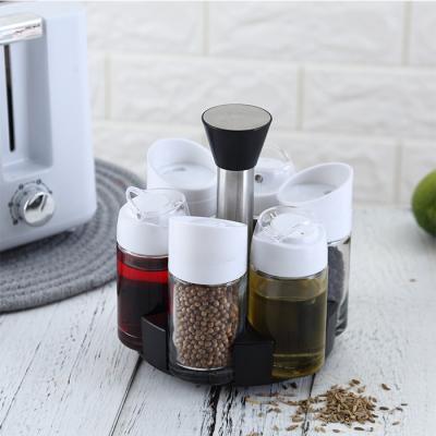 China CLASSIC 100Ml Glass Spice Jar Set Containers With Adjustable Lid With S/S Non-Drip Spout And Dustproof Lid With 6 Jars for sale