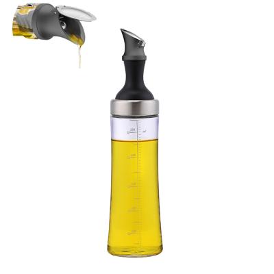 China Wholesale 570ml 2-in-1 Modern Glass Oil Olive EasyLife Bottle With Self-Open Spout And Scale Printing Kitchen Oil Bottle for sale