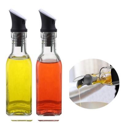 China Hot Selling Easylift Automatic Open And Seal Salad Dressing Bottle Set With Lid 2*150ml Glass Plastic Oil Bottle For Kitchen for sale