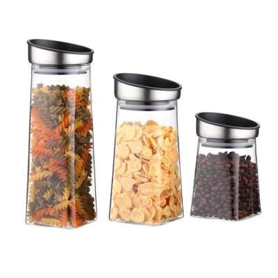 China Country Easylife Makers 3 Pcs Borosilicate Glass Food Storage Jar Airtight Glass Jar With Lid With Handle for sale