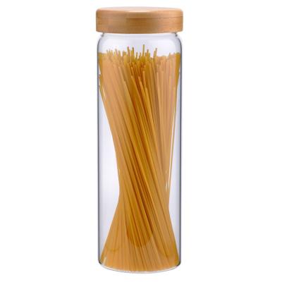 China Modern EasyLife 1850ml borosilicate glass food storage jar with screw bamboo lid for sale