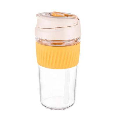 China EasyLife Stocked Glass Mug With Lid And Straw Glass Cup 500ml/17oz With Lid Different Colors Portable Glass Mug Amazon Hot Sales for sale