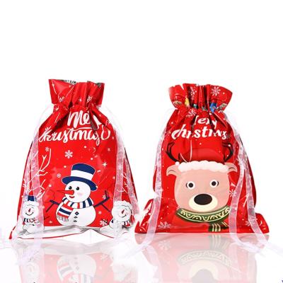 China Moisture Proof In Stock Christmas Wholesale Birthday Gift Bags Colored Drawstring Bag for sale