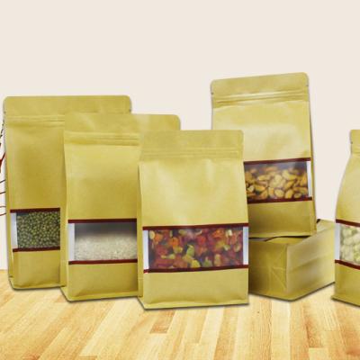 China High Quality Food Grade Kraft Paper Bag Zipper Lock Kraft Paper Bag Moisture Proof With Window Kraft Paper Bags for sale