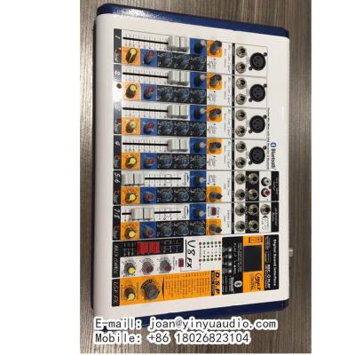 China Stage Performance U8 8 Channel Audio Mixer Mixing 3 Band EQ, 16DSP, 2 Stereo, 1 AUX Output. for sale