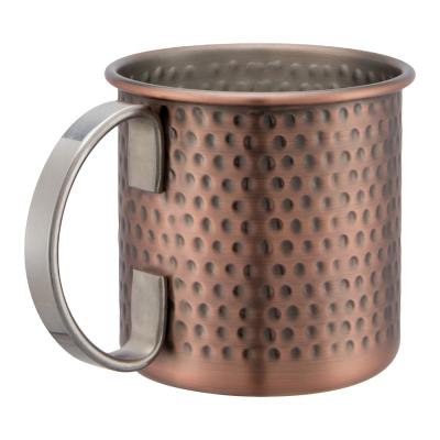 China EFINE 480ml Mug Viable Antique Copper Plated Stainless Steel Moscow Logo Custom Mule Hammered Solid Mugs for sale