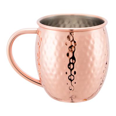 China Sustainable 550ml hammered copper clad mug with stainless steel handle for sale