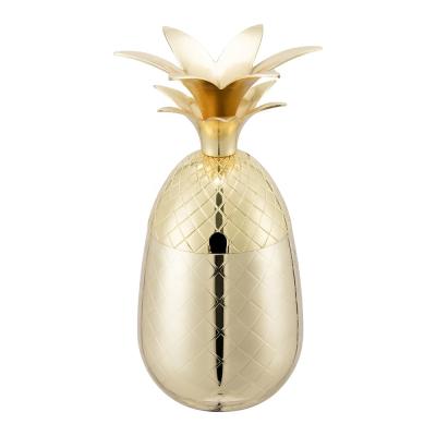 China EFINE Sustainable Drinking Pineapple Eching 550ml Gold Plated Stainless Steel Cocktail Cups for sale