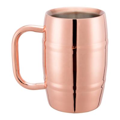 China EFINE 14oz Double Wall Stainless Steel Viable Beer Mugs With Handle Solid Copper Metal Cocktail Mug Factory Made for sale