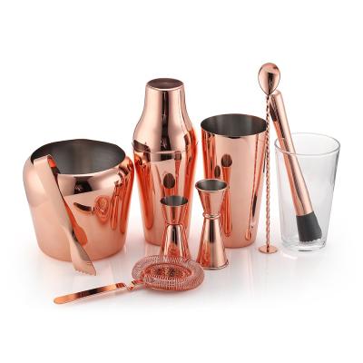 China Modern Stainless Steel-Copper Cocktail Shaker Bar Set Custom Mixologist 9-Piece Cocktail Kit from EFINE for sale