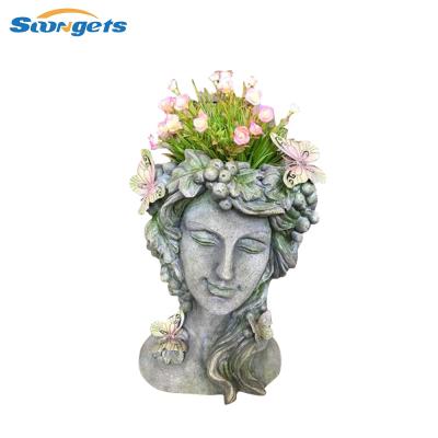 China A32714 Polyresin Fairie Resin Flower Pot for Outdoor Used for sale