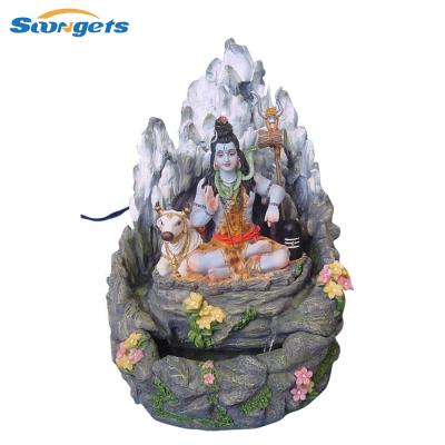 China Hot Sale India Polyresin Religion Item Hindu God Shiva With Cow Fountain for sale